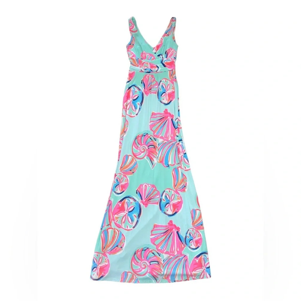 Lilly Pulitzer Sloane Maxi Dress Minty Fresh On The Rocks Seashell Size XXS